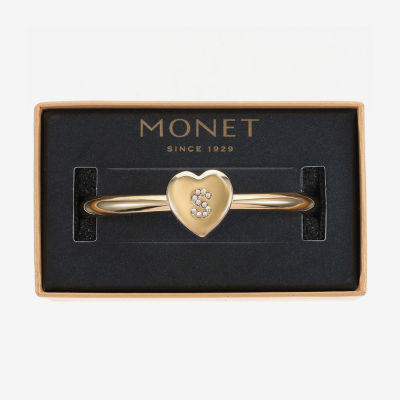 Monet Jewelry Initial Womens Glass Heart Stretch Bracelet