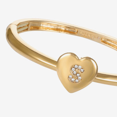 Monet Jewelry Initial Womens Glass Heart Stretch Bracelet