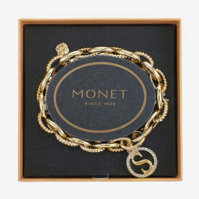 Monet Jewelry Initial Glass Round Charm Bracelet