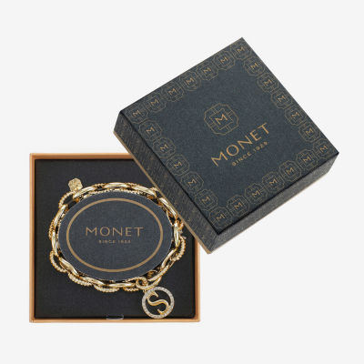 Monet Jewelry Initial Glass Round Charm Bracelet