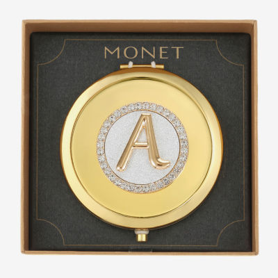 Monet Jewelry Initial Gold Tone Round Compact Mirrors