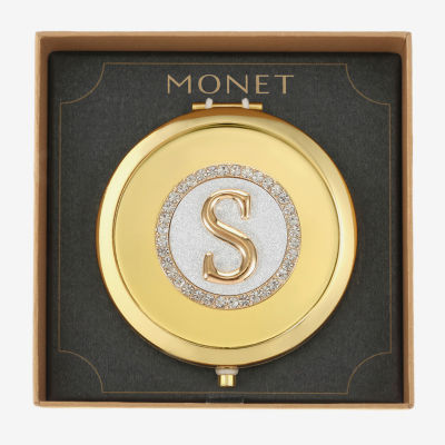 Monet Jewelry Initial Gold Tone Round Compact Mirrors