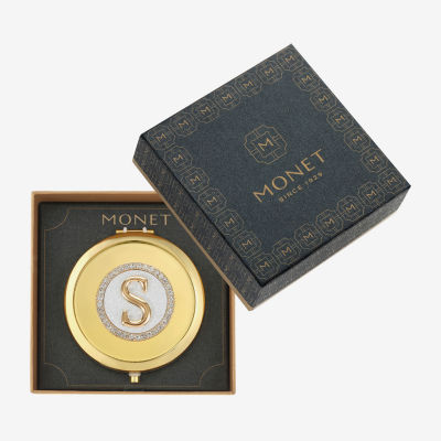 Monet Jewelry Initial Gold Tone Round Compact Mirrors