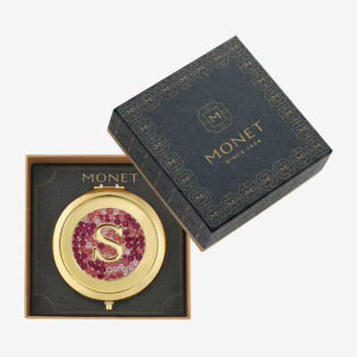 Monet Jewelry Initial Gold Tone Round Compact Mirror