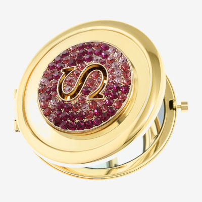 Monet Jewelry Initial Gold Tone Round Compact Mirror
