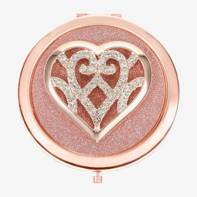 Monet Jewelry Rose Tone Heart Compact Mirrors