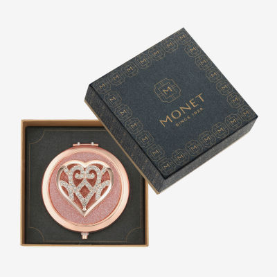 Monet Jewelry Rose Tone Heart Compact Mirrors