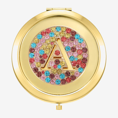 Monet Jewelry Initial Gold Tone Round Compact Mirror