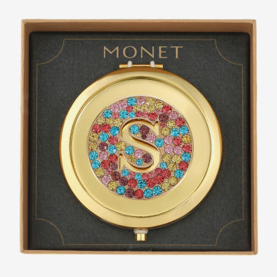 Monet Jewelry Initial Gold Tone Round Compact Mirrors