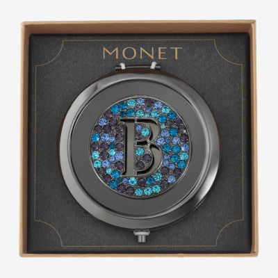 Monet Jewelry Initial Gray Round Compact Mirror