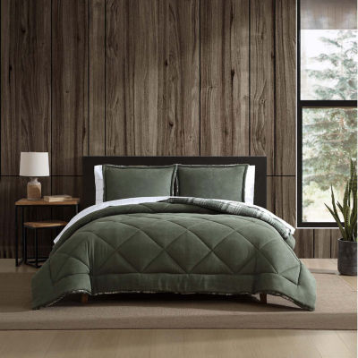 Eddie Bauer Big Lake Plaid Midweight Comforter Set, Color: Olive