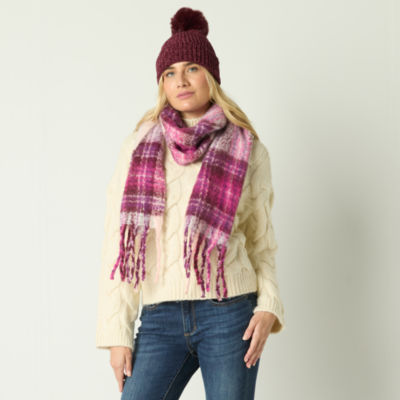 Mixit Chenille Beanie  And Buffalo Scarf Set 2-pc. Cold Weather Set