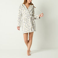 Sleep Chic Womens Fleece Long Sleeve Mid Length Robe, Large, Gray