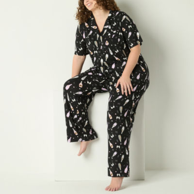 Sleep Chic Womens Plus Short Sleeve 2-pc. Pant Pajama Set