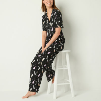 Sleep Chic Womens Short Sleeve 2-pc. Pant Pajama Set