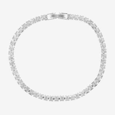 Sparkle Allure Cubic Zirconia Pure Silver Over Brass 7.5 Inch Square Tennis Bracelet