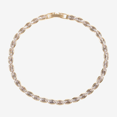 Sparkle Allure Cubic Zirconia 14K Gold Over Brass 7.5 Inch Oval Tennis Bracelet