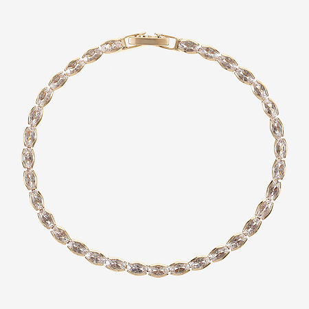 Sparkle Allure Cubic Zirconia Gold Tone 14K Gold Over Brass Oval 7.5 Inch Tennis Bracelet, One Size