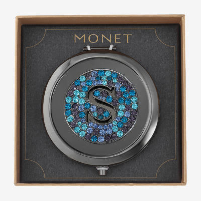 Monet Jewelry Initial Gray Round Compact Mirrors