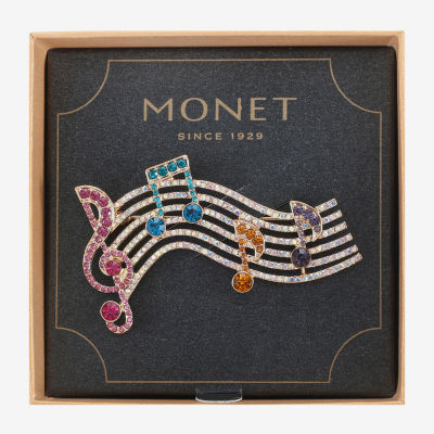 Monet Jewelry Music Notes Multi Color Glass Pin
