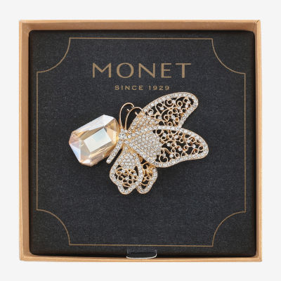 Monet Jewelry Brown Glass Pin