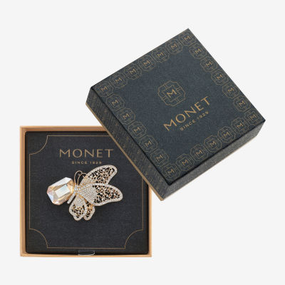 Monet Jewelry Glass Butterfly Pin