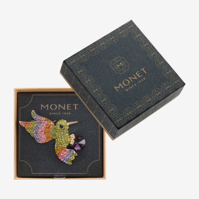 Monet Jewelry Hummingbird Multi Color Glass Pin