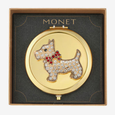 Monet Jewelry Gold Tone Dog Gold Tone Compact Mirrors