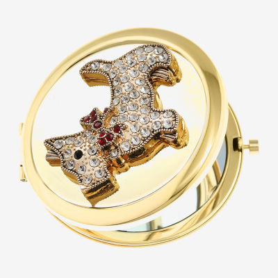 Monet Jewelry Gold Tone Dog Gold Tone Compact Mirror