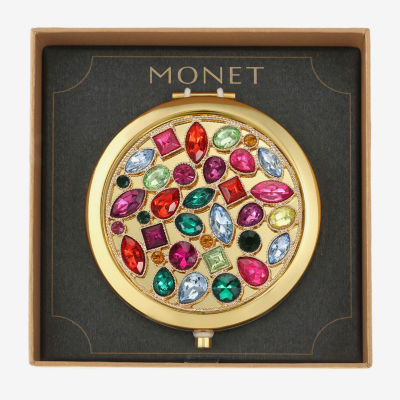 Monet Jewelry Gold Tone Multi Gems Gold Tone Compact Mirrors