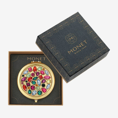 Monet Jewelry Gold Tone Multi Gems Gold Tone Compact Mirrors