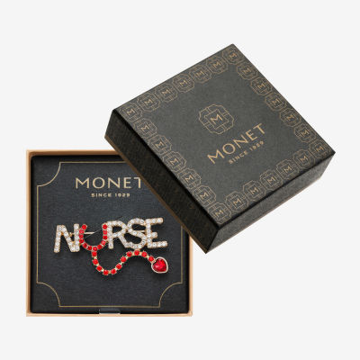 Monet Jewelry Nurse Red Glass Pin