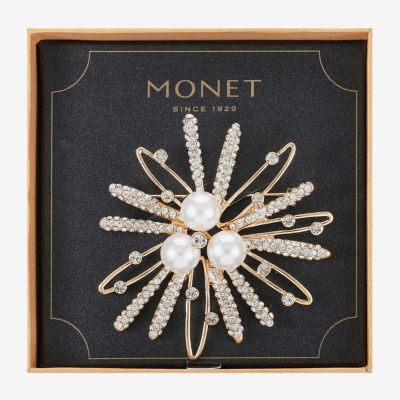 Monet Jewelry Gold Tone Cluster Glass Pin