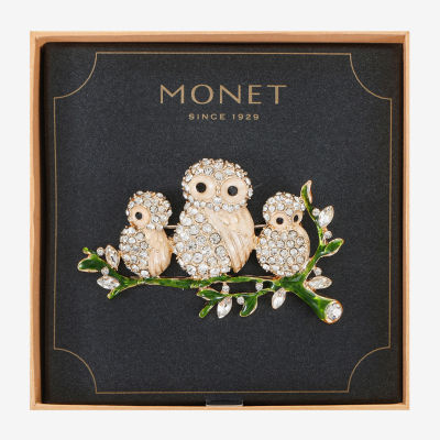 Monet Jewelry Owls Glass Pin