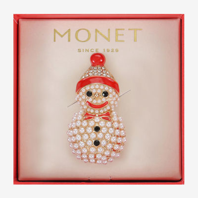 Monet Jewelry Snowman Glass Pin