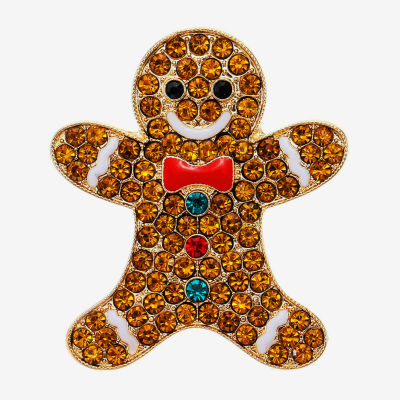 Monet Jewelry Gingerbread Man Glass Pin