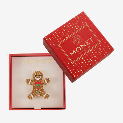 Monet Jewelry Gingerbread Man Glass Pin