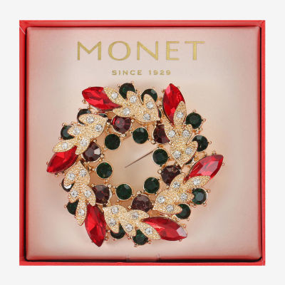 Monet Jewelry Wreath Glass Pin