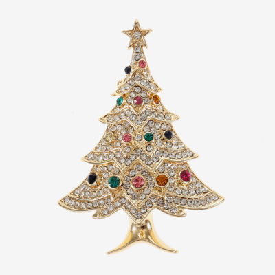 Monet Jewelry Christmas Tree Glass Pin