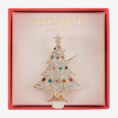 Monet Jewelry Christmas Tree Glass Pin