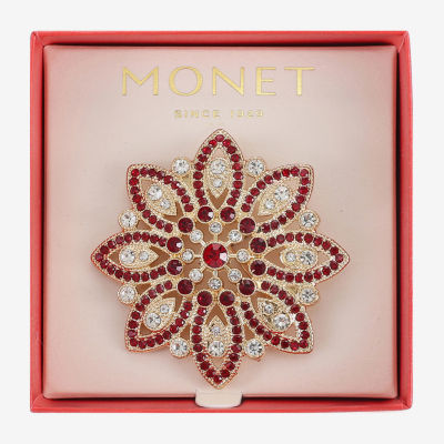 Monet Jewelry Poinsettia Glass Flower Pin