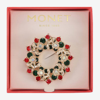 Monet Jewelry Wreath Glass Pin