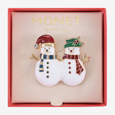 Monet Jewelry Snowman Glass Pin