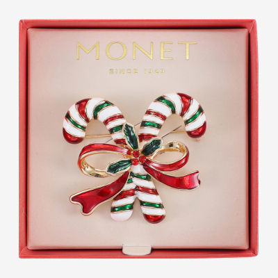 Monet Jewelry Candy Cane Glass Pin