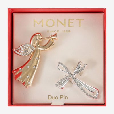 Monet Jewelry Angel Glass Cross Pin