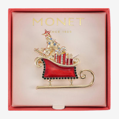 Monet Jewelry Sleigh Glass Pin