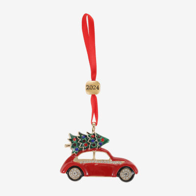 Monet Jewelry Red Vintage Car With Christmas Tree On Top Christmas Ornament