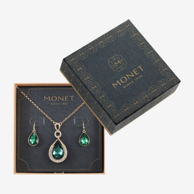 Monet Jewelry Pendant Necklace And Drop Earring 2-pc. Glass Set