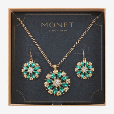 Monet Jewelry Pendant Necklace And Drop Earring 2-pc. Glass Round Set