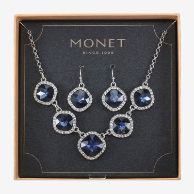 Monet Jewelry Collar Necklace And Drop Earring 2-pc. Glass Set